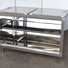 ≪zyt1584ジ≫ ステンレス製 キャビネット作業台 幅120cm 奥行75cm 現状品 ① 戸棚/店舗/設備/工作/DIY/ガレージ/中古厨房機器/宮城県仙台市 60714-03の画像