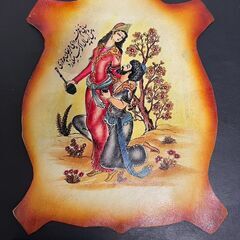 ペルシャ絵画 レザーペイント 美術品の画像