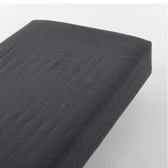 無印良品　洗いざらしボックスシーツ　クイーンサイズ　ダークグレー