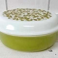 【PYREX】オールドパイレックス・オリーブ柄・オーバル・キャセロール