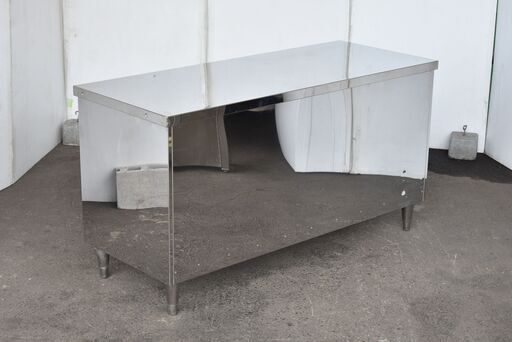 【八配送完了3/16】≪zyt1586ジ≫ ステンレス製 キャビネット作業台 幅150cm 奥行60cm 現状品 戸棚/店舗/設備/工
