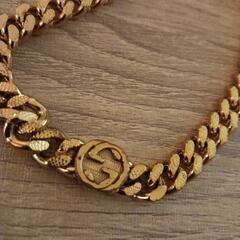 インターロッキング　Gネックレス　イエローゴールドトーンメタルの画像