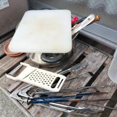 ⛺️水溜めできる収納シンクと調理器具・まな板・ステンレス鍋セット　キャンプ用としての画像