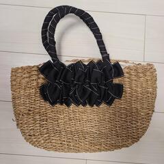 ハンドメイド　かごバッグ　リボン