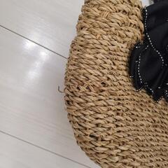 ハンドメイド　かごバッグ　リボンの画像