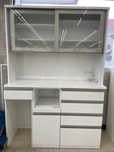 ★店長特別値引き★  レンジボード 白 H201×D50×W140 クリーニング済み TJ8089