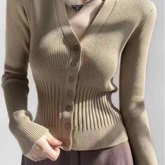レディース トップス セーター 上品 アメリカン レトロ Vネッ...