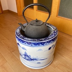 火鉢と鉄瓶セット