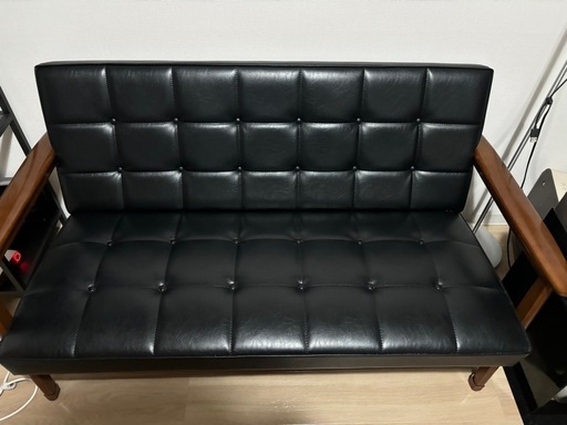 引取限定】カリモク60 Kチェア　2シーター　黒
