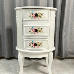 ローズチェスト 白家具 アンティーク 猫脚 ロココ調 電話台 ファックス台