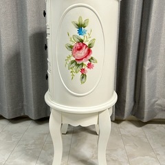 アンティーク ローズ チェスト 電話台 猫脚 家具 ローズチェスト 白家具 アンティーク 猫脚 ロココ調 電話台 ファックス台