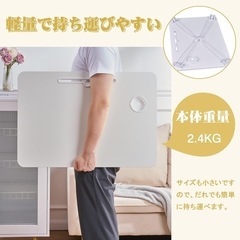 ローテーブル 折りたたみ ミニテーブル 幅60×奥行40×高さ30cm スロット ブックスタンド付き 多機能 省スペース 完成品 軽量 シンプル リビング 作業台　ホワイトの画像