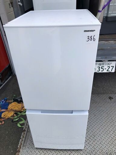 NO 386 北九州市内配送設置無料✨　シャープ SHARP 冷蔵庫 一人暮らし 2022年製 2ドア 152L ホワイト ファン式 両方開き SJ-15E9-W 奥行60cm
