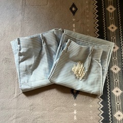 子供部屋に　ニトリ カーテン 水色ブルーチェック柄