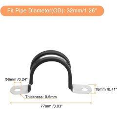 ケーブルクランプ　パイプストラップ　U形金属　12個 32 mm　ゴムクッションの画像