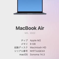 M2MacBook Air ミッドナイトの画像