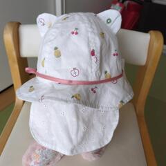 赤ちゃん　帽子　あごひも付き　首の日除けつきの画像