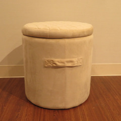 AZUMAYA 東谷 収納スツール サークル ふた付き アイボリー BLT-56IVの画像