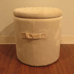 AZUMAYA 東谷 収納スツール サークル ふた付き アイボリー BLT-56IVの画像