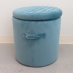 AZUMAYA 東谷 収納スツール サークル ふた付き ブルー 内張りなし BLT-56BL 未使用品の画像