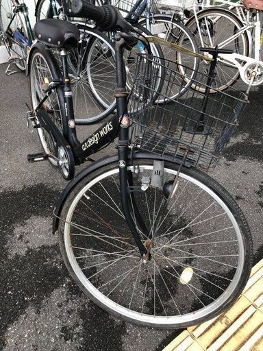 J6012　自転車　メーカー不明　軽快車 ブラック　６段変速　27インチ