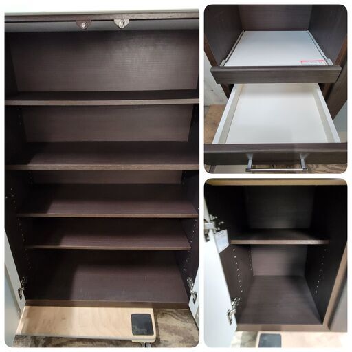 9/10 終 ニトリ キッチン収納 食器棚 キッチンボード ブラウン 約W1200×D405×H1150mm 24h菊HG 9/10 終 ニトリ キッチン収納 食器棚 キッチンボード ブラウン