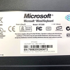 Microsoft Wired Keyboard RT2300 5V 100mA マイクロソフト キーボード ブラック 通電確認品の画像