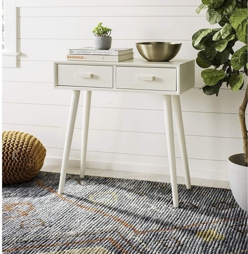 【ほぼ未使用】子SAFAVIEH コンソールテーブル 木製 無垢 家具 おしゃれ 収納 2つ引出