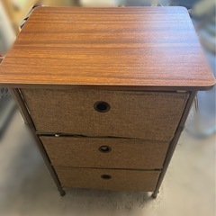 簡単組み立てチェスト ブラウン 3段の画像