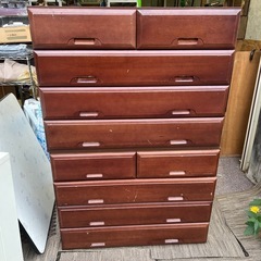 【中古】木製タンス　キャビネット　チェスト　2段接続