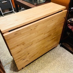 《売約済》【池上店】  IKEA イケア　ノールデン　NORDEN ゲートレッグ　テーブル　ダイニングテーブル　作業台　バタフライ　伸張式　エクステンション　2人掛け　4人掛け　バーチ材　ミシン台　スカンジナビア　デザイン　北欧　ナチュラル　カントリー　デスクの画像