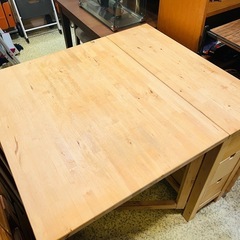 《売約済》【池上店】  IKEA イケア　ノールデン　NORDEN ゲートレッグ　テーブル　ダイニングテーブル　作業台　バタフライ　伸張式　エクステンション　2人掛け　4人掛け　バーチ材　ミシン台　スカンジナビア　デザイン　北欧　ナチュラル　カントリー　デスクの画像