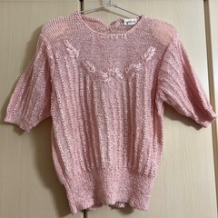 サマーセーター　透かし編みトップス　