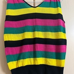 マルチボーダートップス　ノースリニットの画像