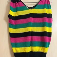 マルチボーダートップス　ノースリニット