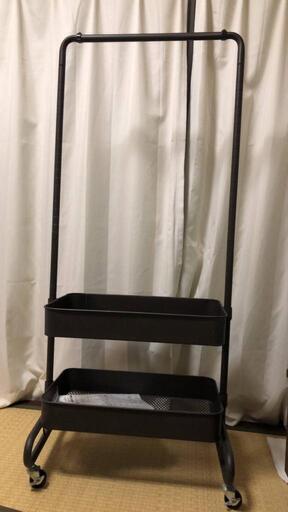 トローリーハンガーダブルバスケット　ハンガーラック