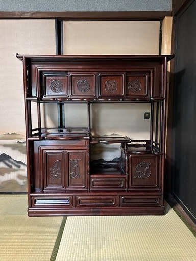 茶箪笥 飾棚 唐木 紫檀？
