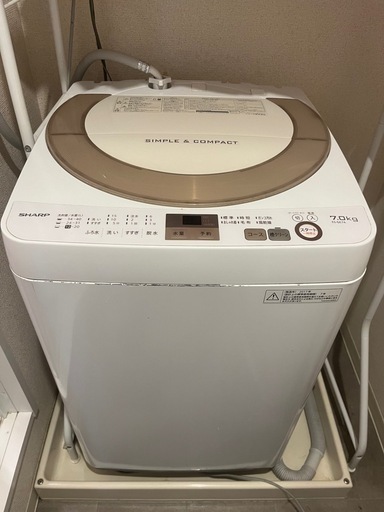 2017年製 SHARP 7kg 自動洗濯機【ES-GE7A】