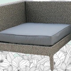 ①新品　送料無料　人工ラタン セパレートダブルソファ アッシュグレーの画像