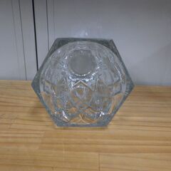 花瓶 花器 ビンテージ フラワーベース スクエア ガラス フランス製 六角形 円形の画像