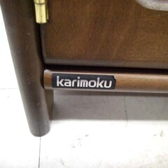 karimoku カリモク FAX台 サイドキャビネット 幅66×奥行31.5×高さ81cm ダークブラウン系 引出し 収納家具 飾り台 中古 苫小牧西店の画像