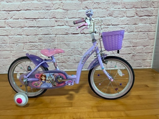 【完売御礼】【幼児用】整備済 アイデス 18型 ちいさなプリンセス  ソフィア 中古幼児用自転車 身長107cm程度から小学生以下まで 紫色 \u003c自転車のオオムラ 静岡店\u003e