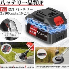 【新品未使用】充電式草刈機【海洋造園会社の熊本氏監修】18V コードレス バッテリー2個付きの画像