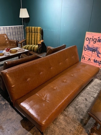 ソファベッド フェイクレザー