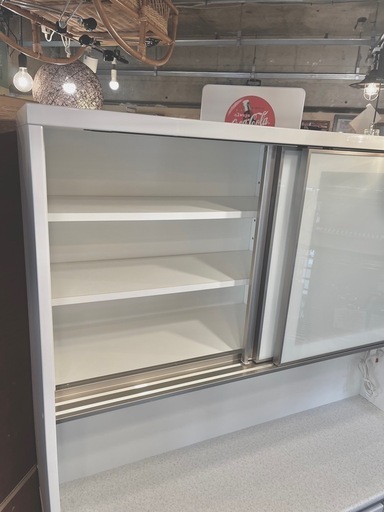《売約済》 【池上店】食器棚　キッチンボード　ニトリ　NITORI アルミナ2 140 WH  アルミナ　カップボード　レンジボード　