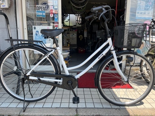 26インチ 白のママチャリ