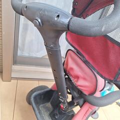 三輪車 子ども 手押し 自転車 手押し車 かじとり サンシェード 赤 トライサイクルの画像