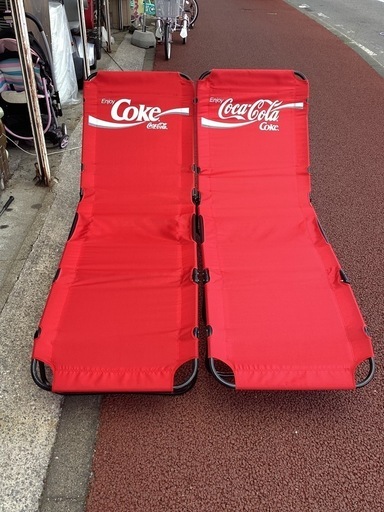 万代店 非売品コカコーラサマーベッド 2席セット リクライニング5段階