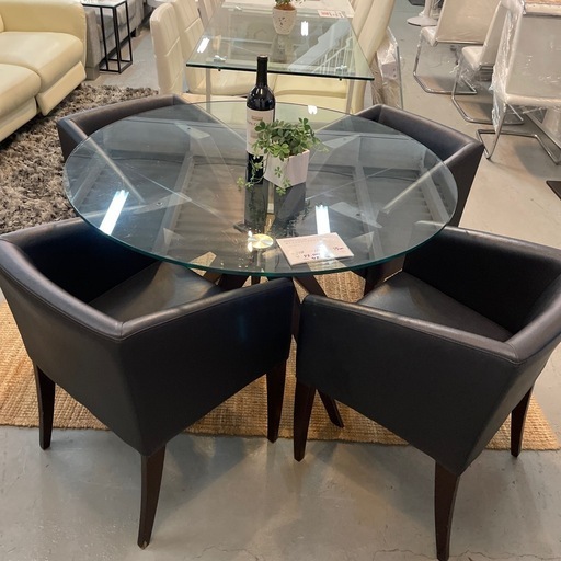 ラウンド　ダイニングテーブルセット　ガラス