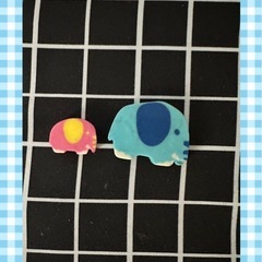 消しゴム　ゾウさん　大小　水色　ピンクの画像